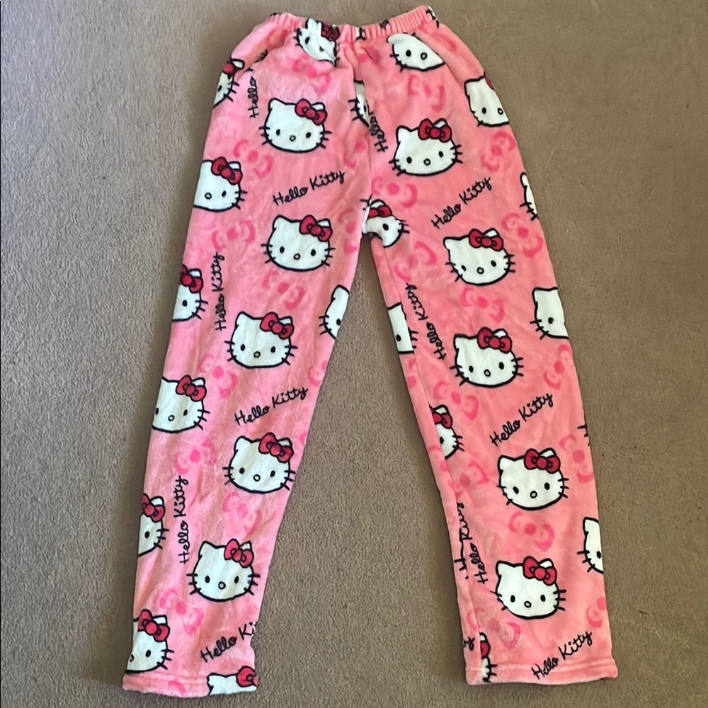 Hello Kitty Pink and White Pajama Bottoms with Playful Design